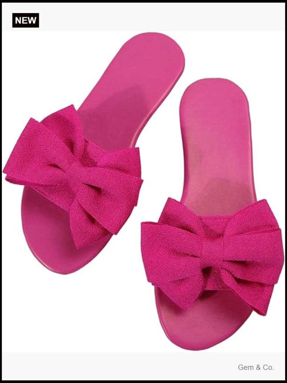 Women's Gold Bow Flat Sandals Square Open Toe Slip On Summer Casual